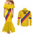 Custom Colombia Football Couples Matching Mermaid Dress and Long Sleeve Button Shirt Vamos La Tricolor Retro Style