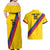 Custom Colombia Football Couples Matching Off Shoulder Maxi Dress and Hawaiian Shirt Vamos La Tricolor Retro Style