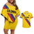 Custom Colombia Football Couples Matching Off Shoulder Short Dress and Hawaiian Shirt Vamos La Tricolor Retro Style