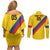 Custom Colombia Football Couples Matching Off Shoulder Short Dress and Long Sleeve Button Shirt Vamos La Tricolor Retro Style