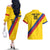 Custom Colombia Football Couples Matching Off The Shoulder Long Sleeve Dress and Hawaiian Shirt Vamos La Tricolor Retro Style