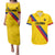 Custom Colombia Football Couples Matching Puletasi and Hawaiian Shirt Vamos La Tricolor Retro Style