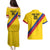 Custom Colombia Football Couples Matching Puletasi and Hawaiian Shirt Vamos La Tricolor Retro Style