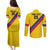 Custom Colombia Football Couples Matching Puletasi and Long Sleeve Button Shirt Vamos La Tricolor Retro Style