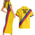 Custom Colombia Football Couples Matching Short Sleeve Bodycon Dress and Hawaiian Shirt Vamos La Tricolor Retro Style