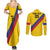 Custom Colombia Football Couples Matching Summer Maxi Dress and Long Sleeve Button Shirt Vamos La Tricolor Retro Style