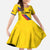 Custom Colombia Football Family Matching Long Sleeve Bodycon Dress and Hawaiian Shirt Vamos La Tricolor Retro Style