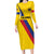 Custom Colombia Football Family Matching Long Sleeve Bodycon Dress and Hawaiian Shirt Vamos La Tricolor Retro Style