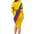 Custom Colombia Football Family Matching Long Sleeve Bodycon Dress and Hawaiian Shirt Vamos La Tricolor Retro Style