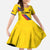 Custom Colombia Football Family Matching Off The Shoulder Long Sleeve Dress and Hawaiian Shirt Vamos La Tricolor Retro Style