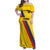 Custom Colombia Football Family Matching Off Shoulder Maxi Dress and Hawaiian Shirt Vamos La Tricolor Retro Style