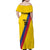 Custom Colombia Football Family Matching Off Shoulder Maxi Dress and Hawaiian Shirt Vamos La Tricolor Retro Style