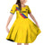 Custom Colombia Football Family Matching Off Shoulder Short Dress and Hawaiian Shirt Vamos La Tricolor Retro Style