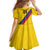 Custom Colombia Football Family Matching Off Shoulder Short Dress and Hawaiian Shirt Vamos La Tricolor Retro Style