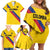 Custom Colombia Football Family Matching Off Shoulder Short Dress and Hawaiian Shirt Vamos La Tricolor Retro Style