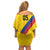 Custom Colombia Football Family Matching Off Shoulder Short Dress and Hawaiian Shirt Vamos La Tricolor Retro Style