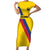 Custom Colombia Football Family Matching Short Sleeve Bodycon Dress and Hawaiian Shirt Vamos La Tricolor Retro Style