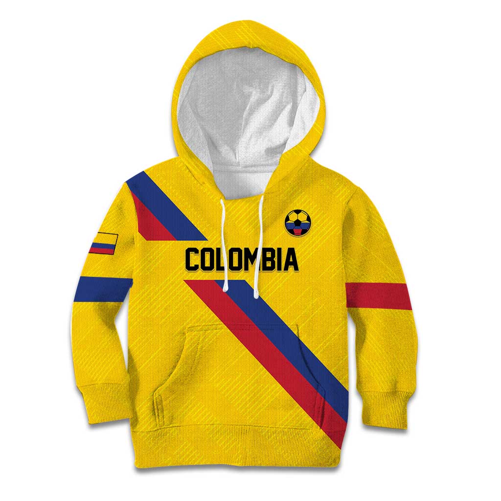 Custom Colombia Football Kid Hoodie Vamos La Tricolor Retro Style