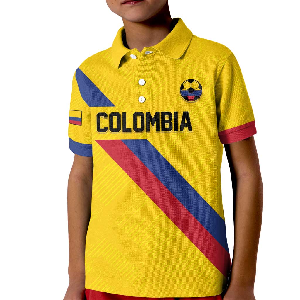 Custom Colombia Football Kid Polo Shirt Vamos La Tricolor Retro Style