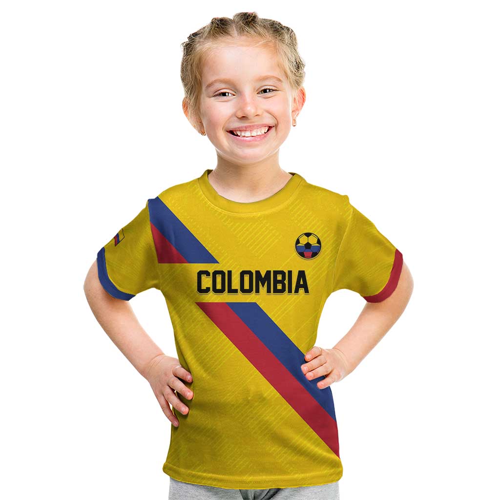 Custom Colombia Football Kid T Shirt Vamos La Tricolor Retro Style