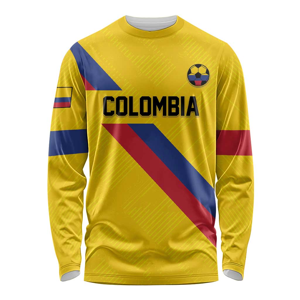 Custom Colombia Football Long Sleeve Shirt Vamos La Tricolor Retro Style