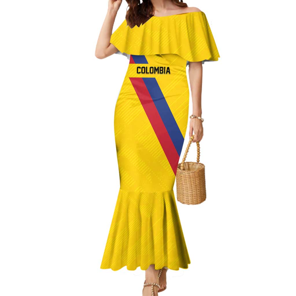 Custom Colombia Football Mermaid Dress Vamos La Tricolor Retro Style