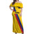 Custom Colombia Football Off Shoulder Maxi Dress Vamos La Tricolor Retro Style