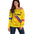 Custom Colombia Football Off Shoulder Sweater Vamos La Tricolor Retro Style