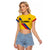 Custom Colombia Football Raglan Cropped T Shirt Vamos La Tricolor Retro Style