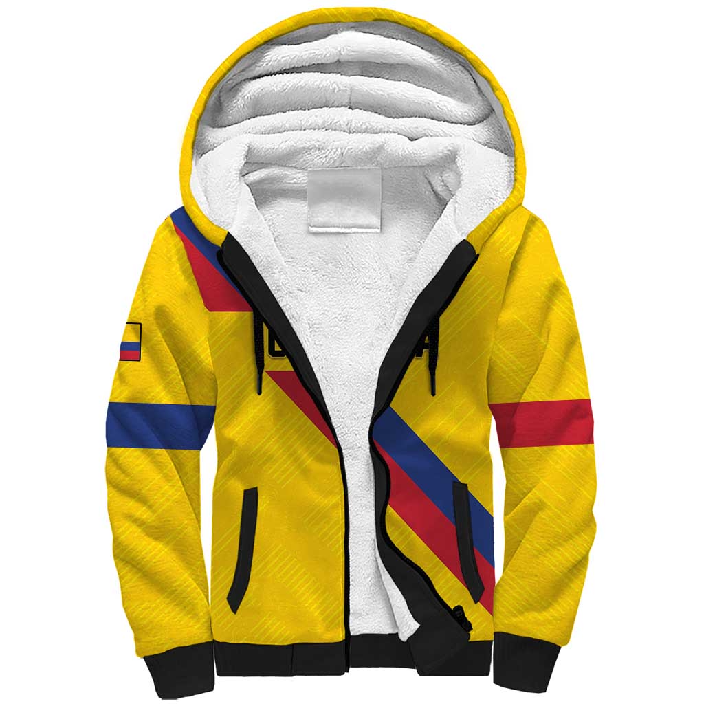 Custom Colombia Football Sherpa Hoodie Vamos La Tricolor Retro Style