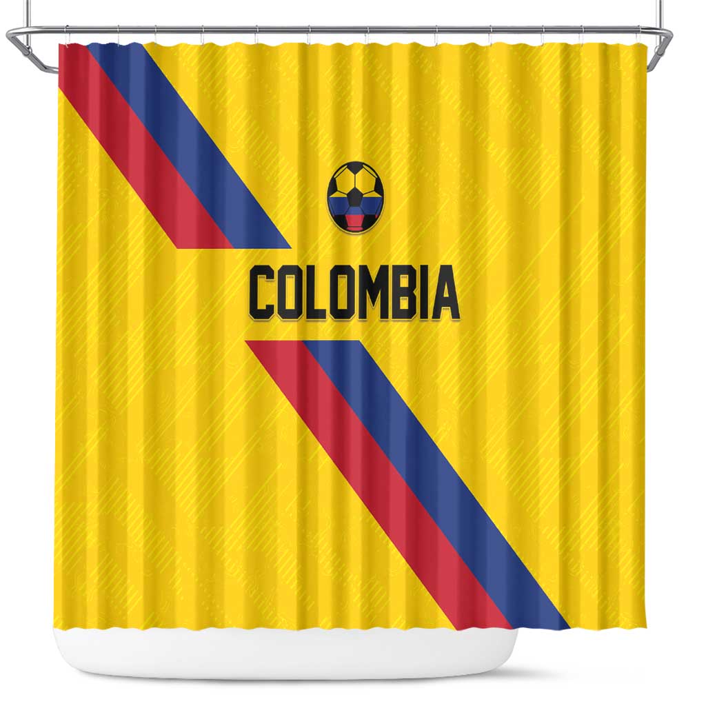 Colombia Football Shower Curtain Vamos La Tricolor Retro Style