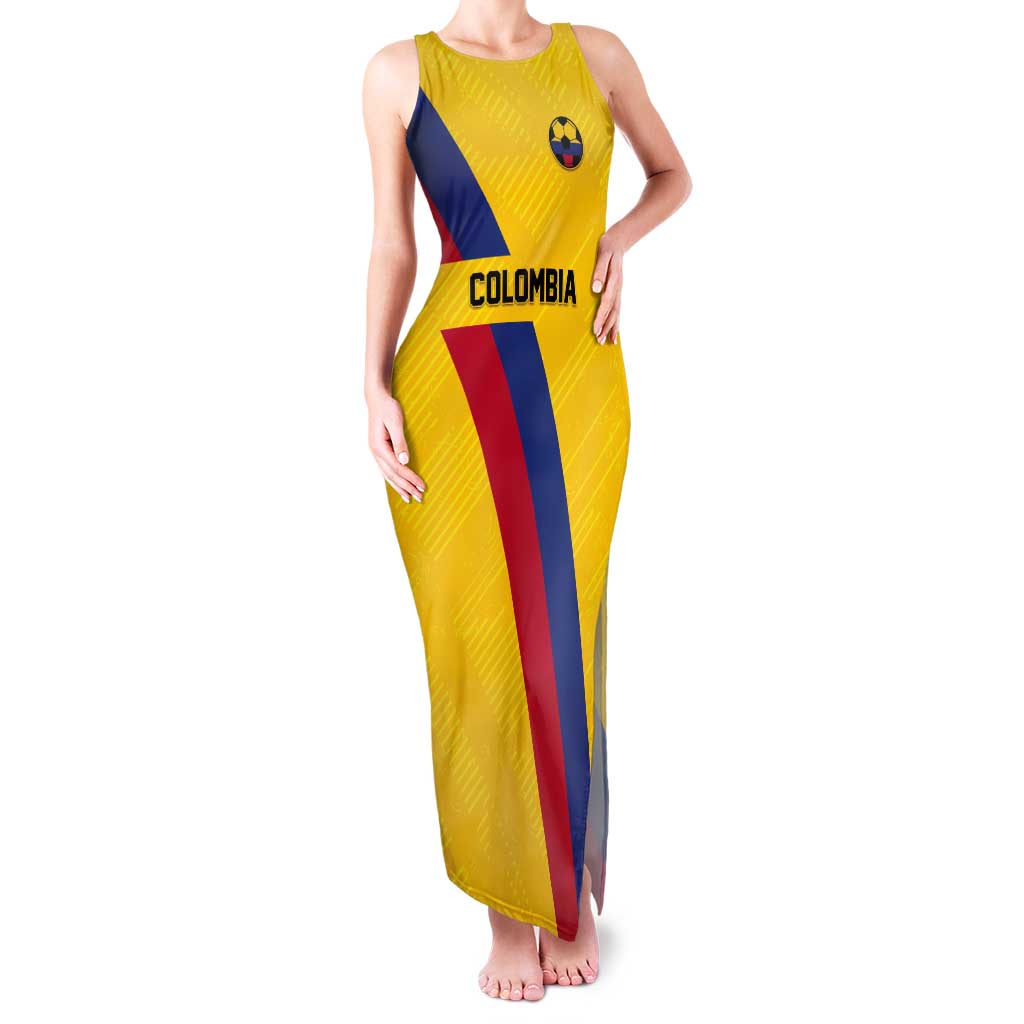 Custom Colombia Football Tank Maxi Dress Vamos La Tricolor Retro Style