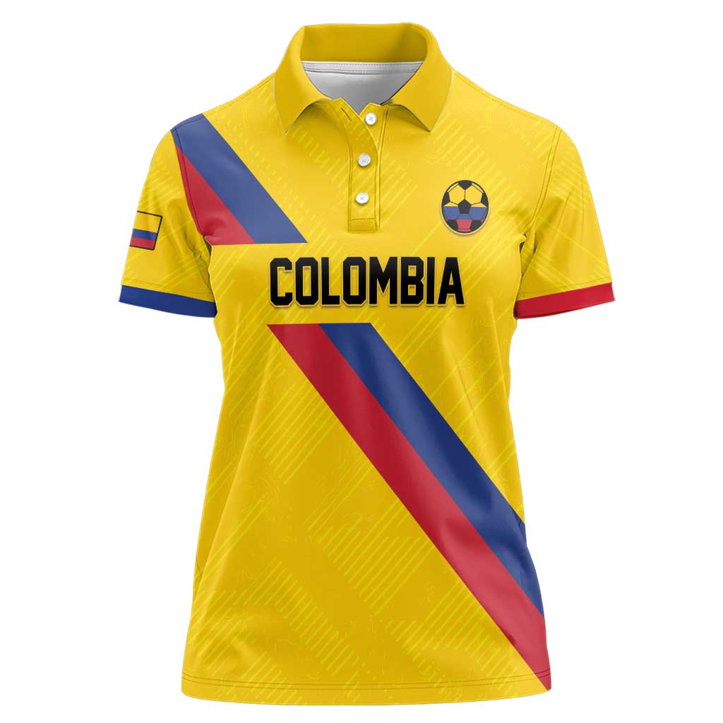 Custom Colombia Football Women Polo Shirt Vamos La Tricolor Retro Style