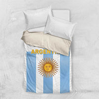 Flag-themed bedding set with blue-and-white stripes, sun emblem, and 'ARGENTINA' text