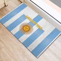 Argentina football rubber doormat with blue-and-white stripes and central sun emblem