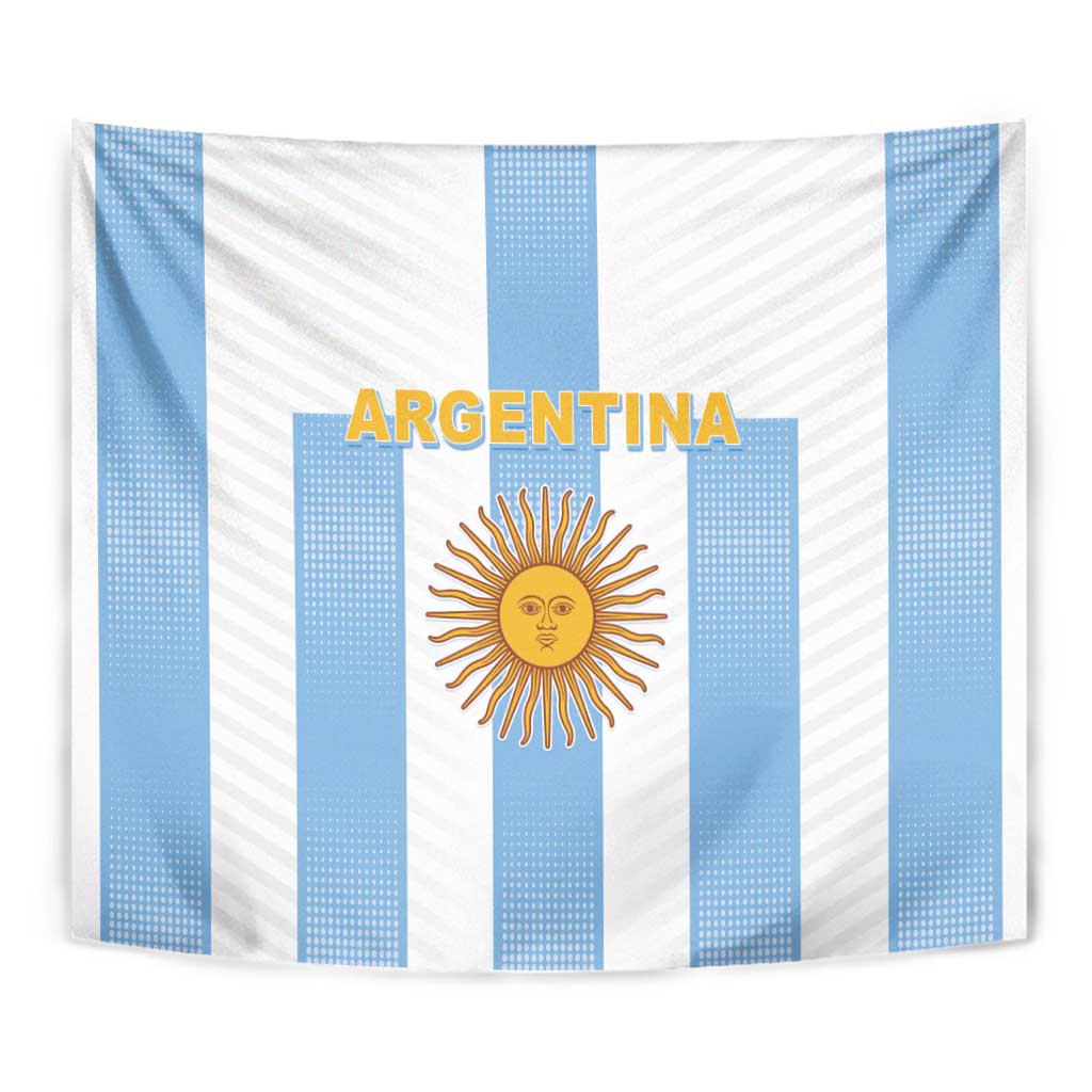 Argentina football tapestry showing centered sun emblem with “ARGENTINA” title