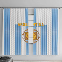 Argentina-themed window curtains with light blue panels and gold sun emblem, ready to hang.