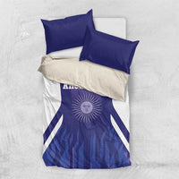 Argentina football bedding set in purple and white with crest graphic and two purple pillows