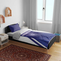 Argentina football bedding set, purple and white duvet with sun emblem and two matching pillows