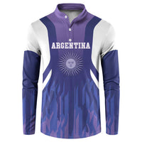 Purple and navy long-sleeve henley football sweatshirt with Argentina crest and graphic print