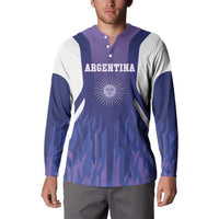 Purple and navy long-sleeve henley football sweatshirt with Argentina text, crest, and white panels