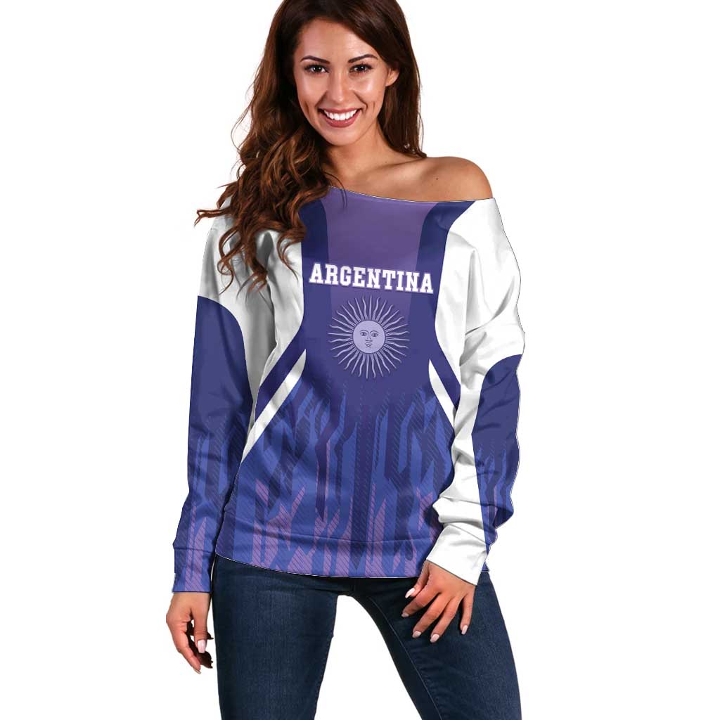 Custom Argentina 2025 Football Off Shoulder Sweater Purple Version