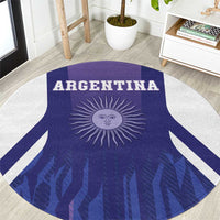 Purple round football carpet with Argentina flag design, sun emblem, and ARGENTINA text