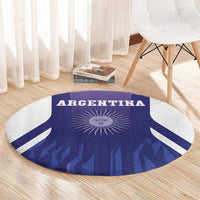 Purple round football carpet with Argentina flag sun emblem and ARGENTINA lettering