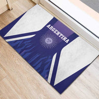 Purple Argentina rubber doormat with sun emblem and flag stripes on floor