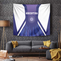 Purple Argentina football tapestry with white jersey panels and sun emblem, 'ARGENTINA' text