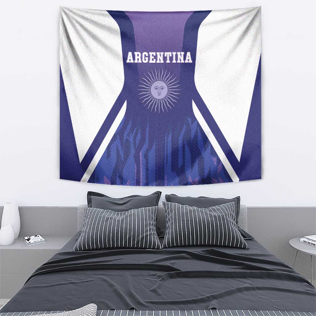 Purple Argentina football tapestry with white V side panels and 'ARGENTINA' lettering