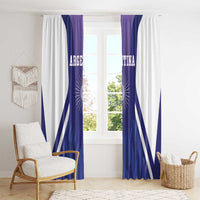 Purple Argentina window curtains with blue center panels and white diagonal stripe design