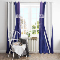 Argentina window curtains with hanging tabs, sun emblem, and blue-and-white diagonal stripes