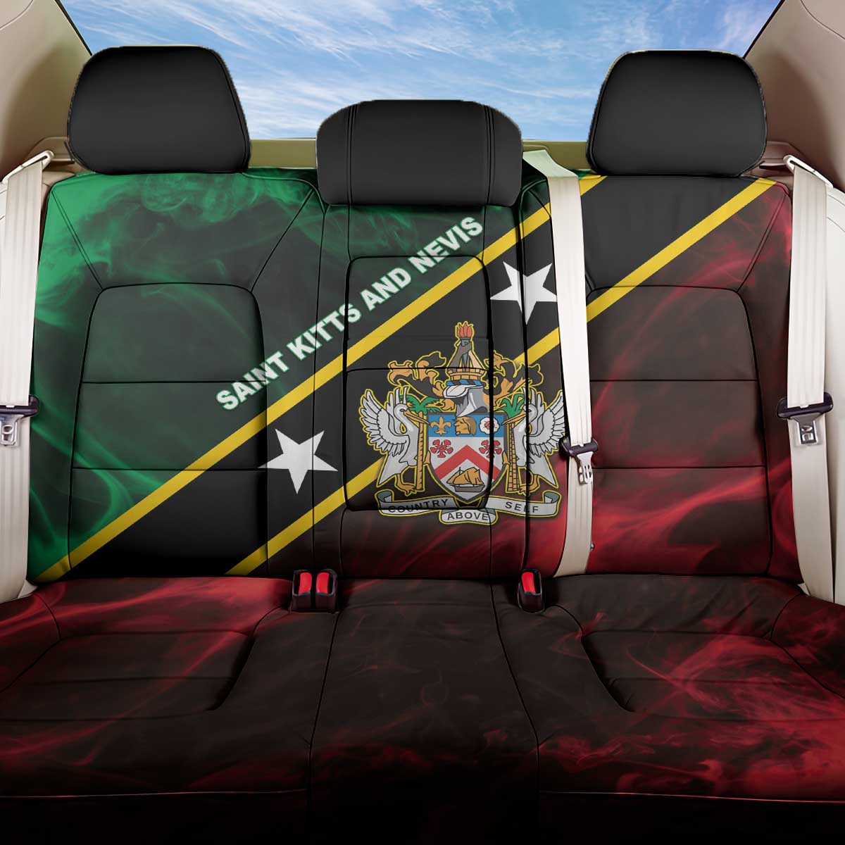 Saint Kitts and Nevis Back Car Seat Cover Flag Style With Stars